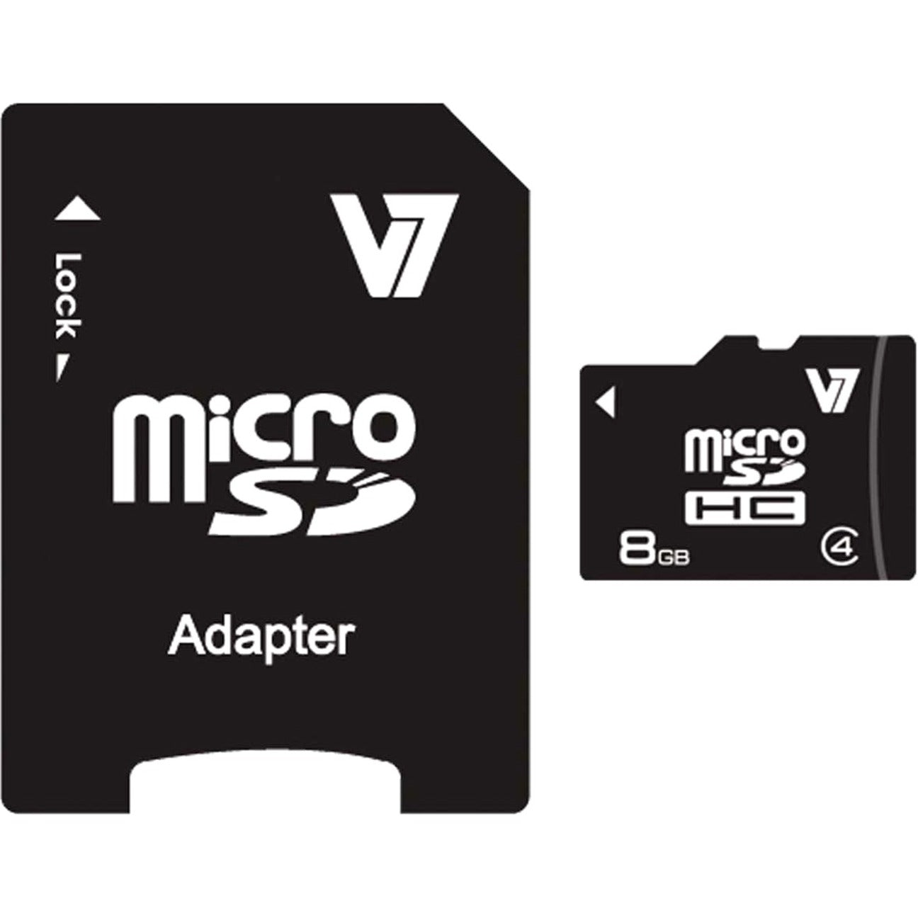 V7 VAMSDH8GCL4R-1N microSDHC 8GB Card, 10 MB/s Read, 4 MB/s Write