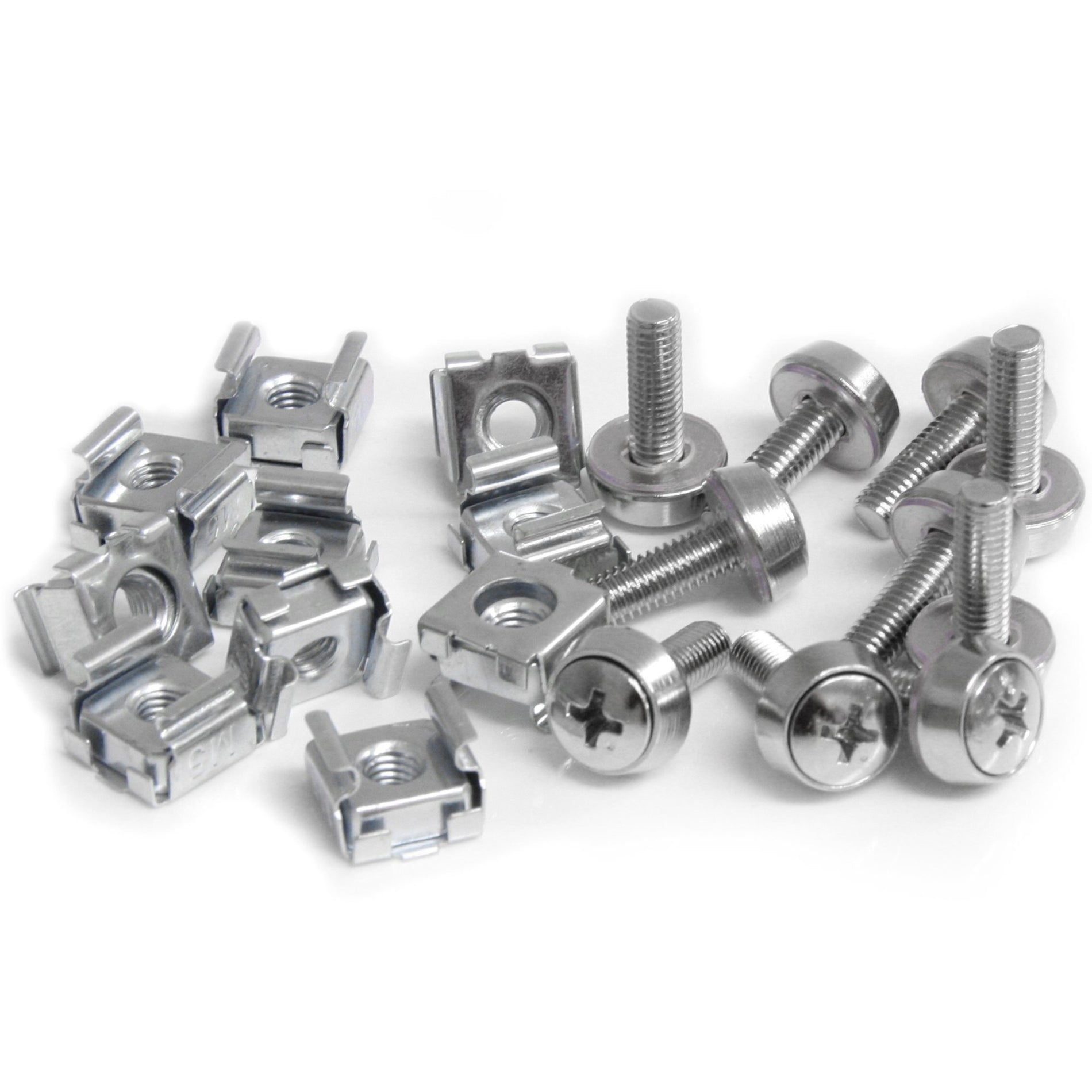 StarTech.com CABSCREWM5 50 Pkg M5 Mounting Screws and Cage Nuts for Server Rack Cabinet, Rust Resistant, Nickel Plated