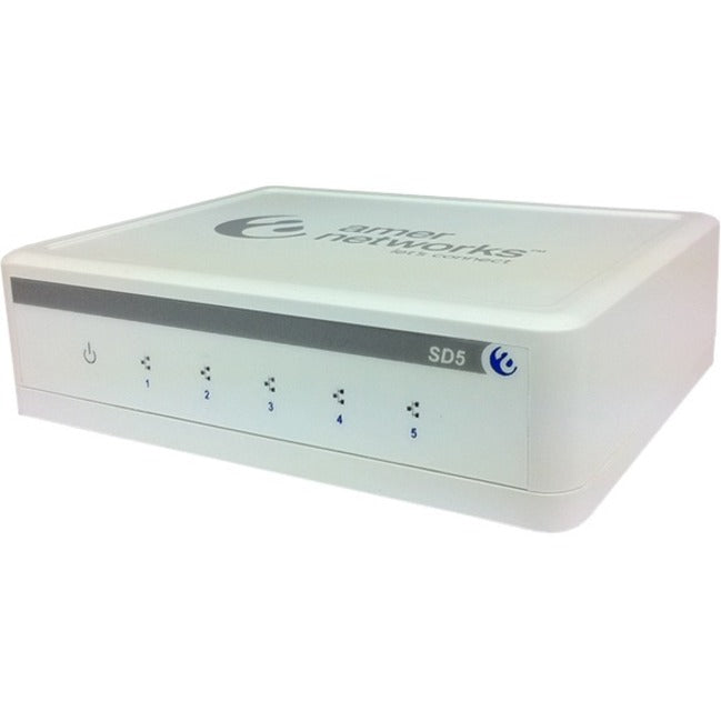 Amer SD5 Ethernet Switch, 5-Port Fast Ethernet Network, Lifetime Warranty