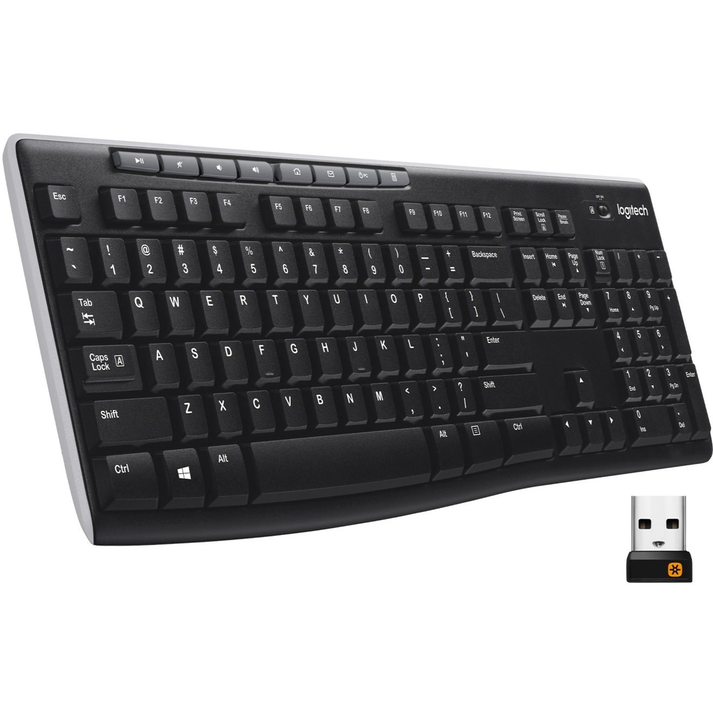 Logitech 920-003051 K270 Keyboard, Wireless, Spill Resistant, 2.4 GHz, Black