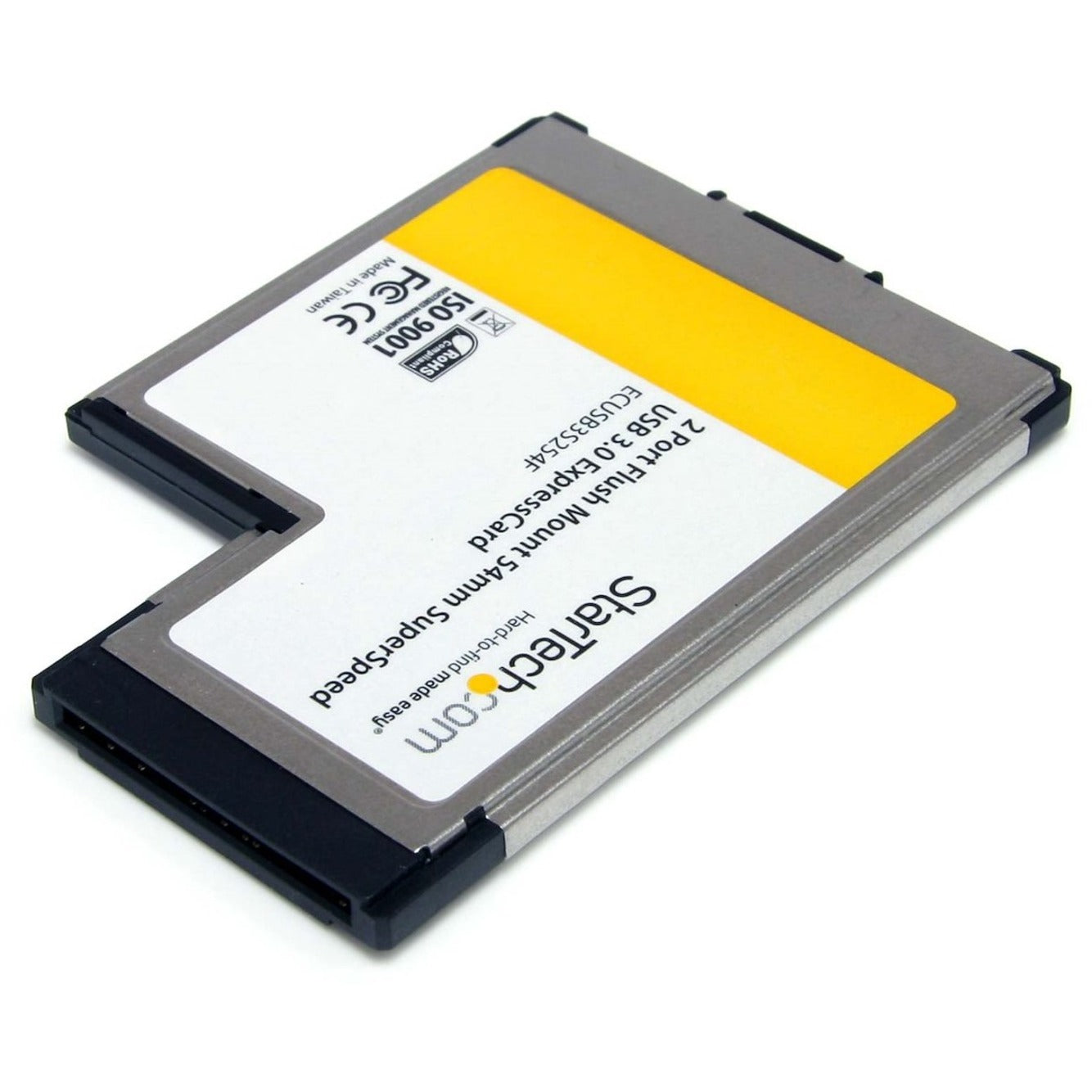 StarTech.com ECUSB3S254F 2 Port Flush Mount ExpressCard 54mm SuperSpeed USB 3.0 Card Adapter, TAA Compliant, 2 Year Warranty