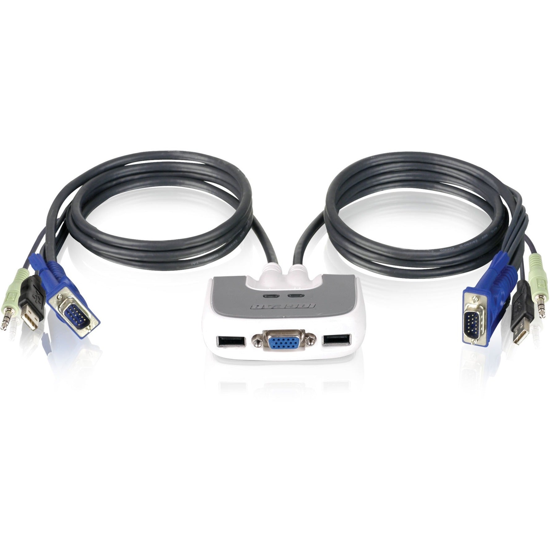 IOGEAR GCS632U MiniView 2-Port USB KVM Switch with Audio and Built-in Cables, VGA, Plug-n-Play, Hot Key Selection