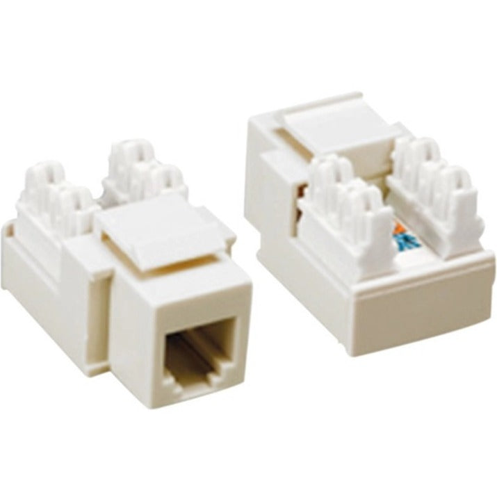 Comprehensive KJ6WHT CAT6 Punchdown Keystone Jack 90 Degree White, Network Connector with 90° Angled Connector, Strain Relief, and Crosstalk Protection