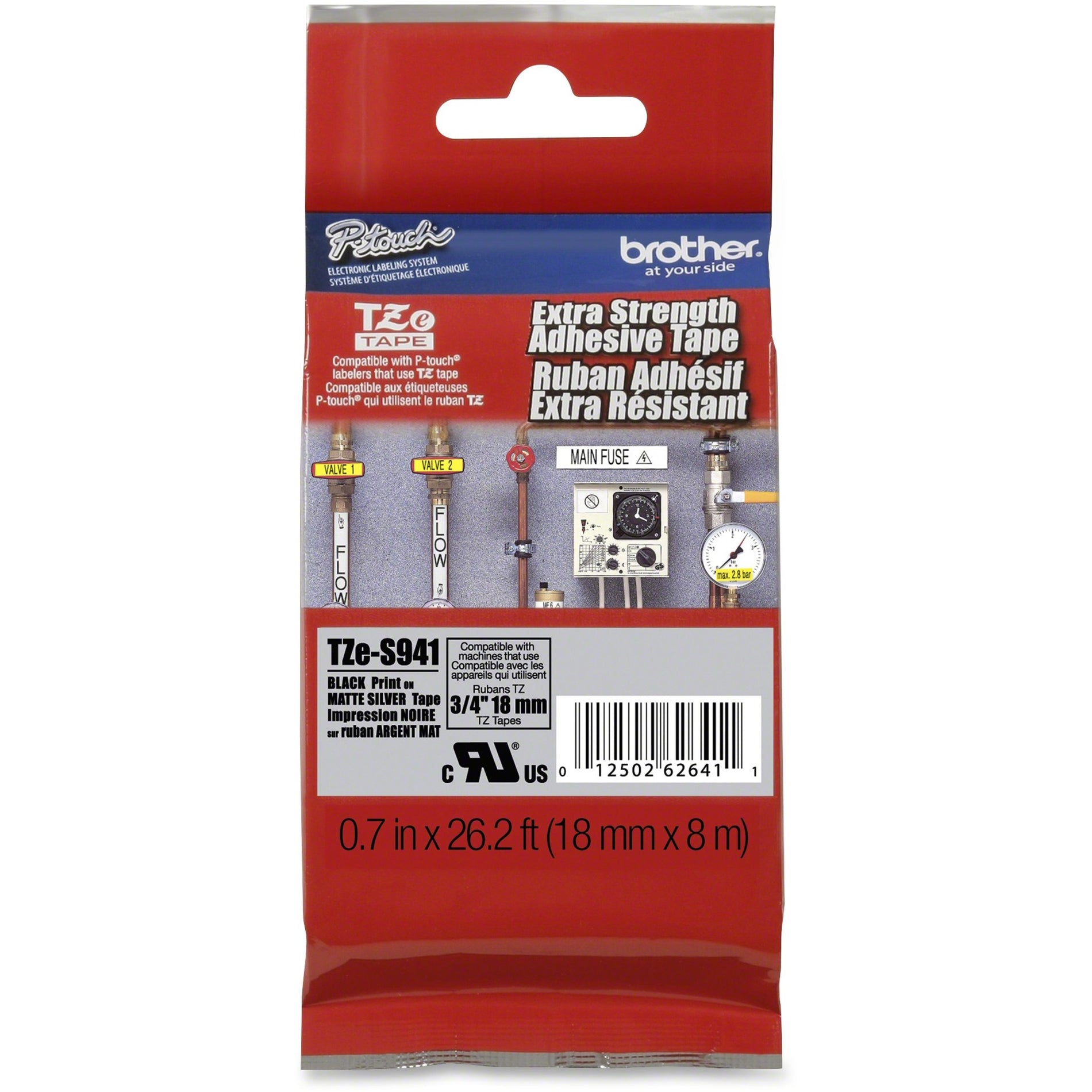 Brother TZE-S941 Extra Strength Adhesive 3/4" Lamntd Tapes, Black