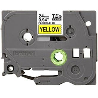 Brother TZE-FX651 Black on yellow Flexible Label Tape, Laminated, 15/16" Width, Thermal Transfer