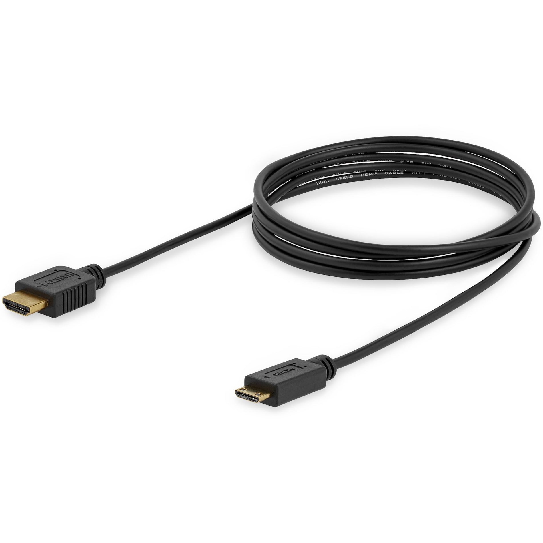StarTech.com HDMIACMM6S 6 ft Slim High Speed HDMI Cable with Ethernet - HDMI to HDMI Mini M/M, 10.2 Gbit/s, 3840 x 2160, Gold Plated