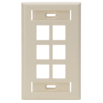 Leviton 42080-6IS QuickPort Faceplate, 1 Gang, 6 Sockets, Ivory