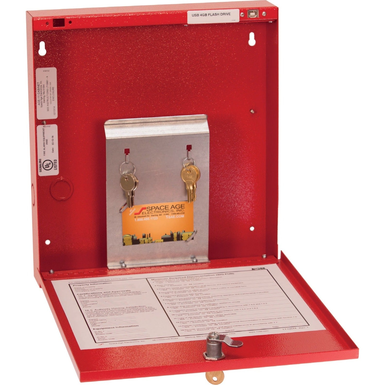 SAE SSU00685 Fire Alarm Storage Cabinet RED, USB Interface, Lockable, Durable