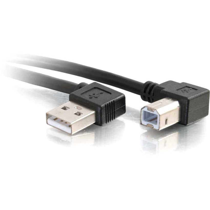 C2G 28110 6.6ft USB A to USB B Right Angle Adapter Cable - M/M, Black, Lifetime Warranty