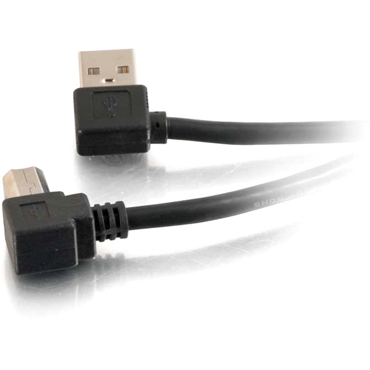 C2G 28110 6.6ft USB A to USB B Right Angle Adapter Cable - M/M, Black, Lifetime Warranty