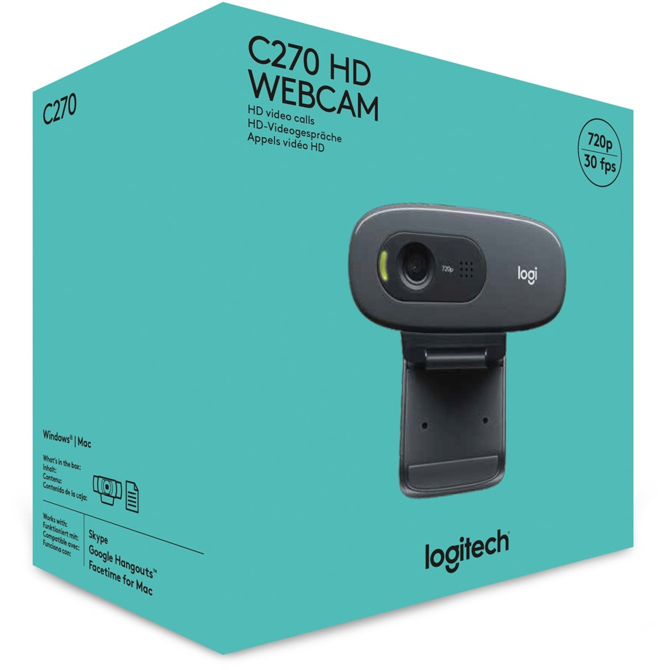 Package Logi C270 Hd Logitech C270 HD Webcam, 720p Video Calling