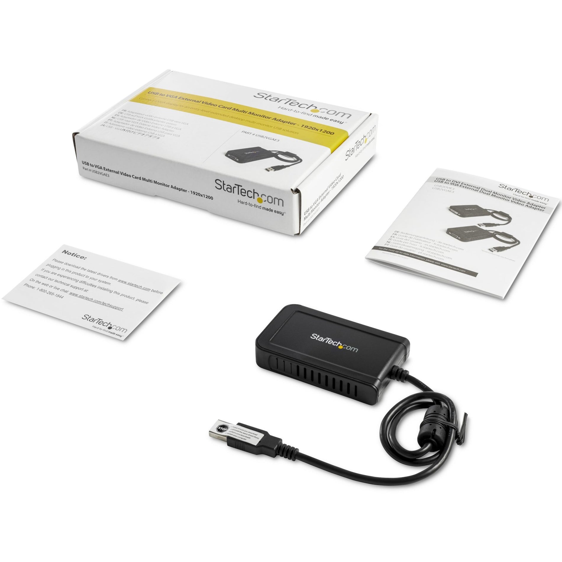 StarTech.com USB2VGAE3 USB to VGA External Video Card Multi Monitor Adapter - 1920x1200, TAA Compliant, 2 Year Warranty