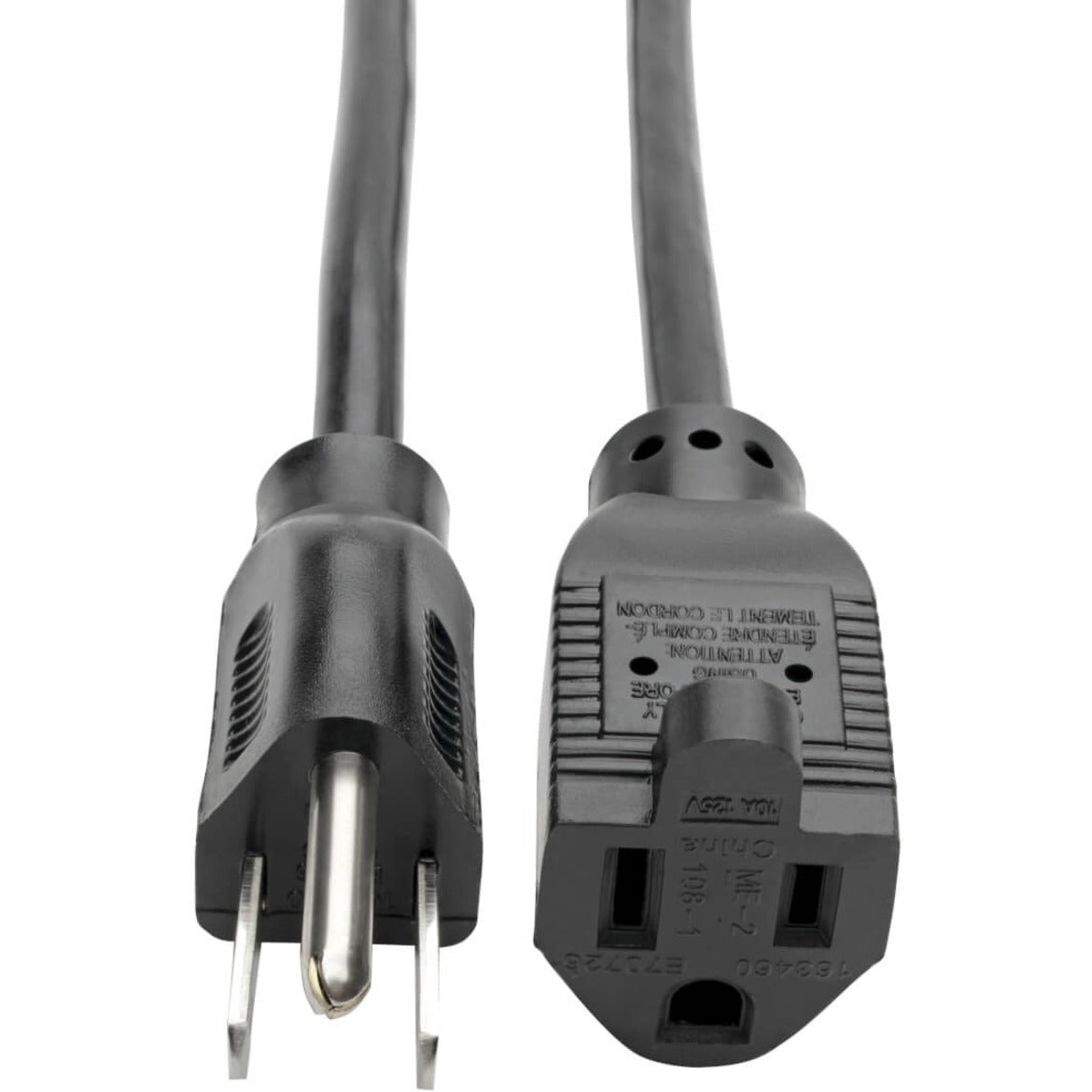 Tripp Lite P022-015 Power Extension Cord, 15 ft, 10A, 120V AC, NEMA 5-15P to NEMA 5-15R, Black [Discontinued]