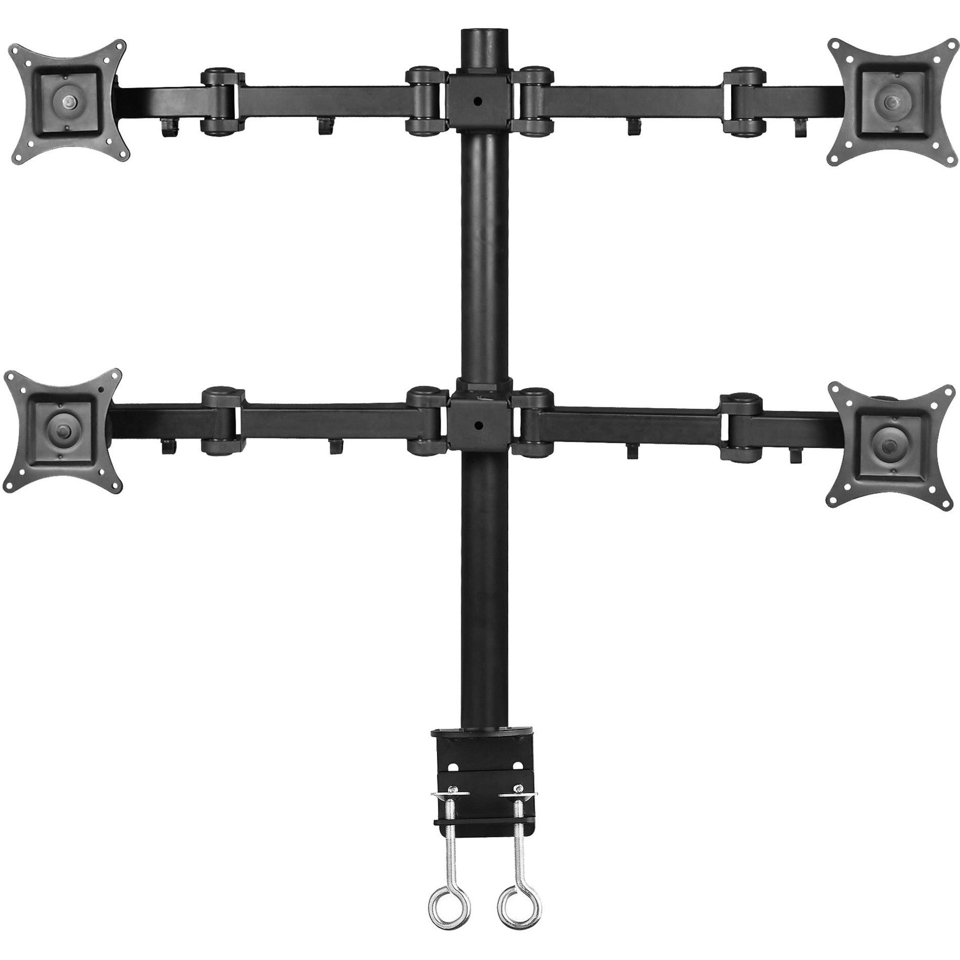 SIIG CE-MT0S12-S1 Articulating Quad Monitor Desk Mount, Frees Up Desk Space, 360° Rotation, Tilt and Swivel, Supports 13" to 27" Screens