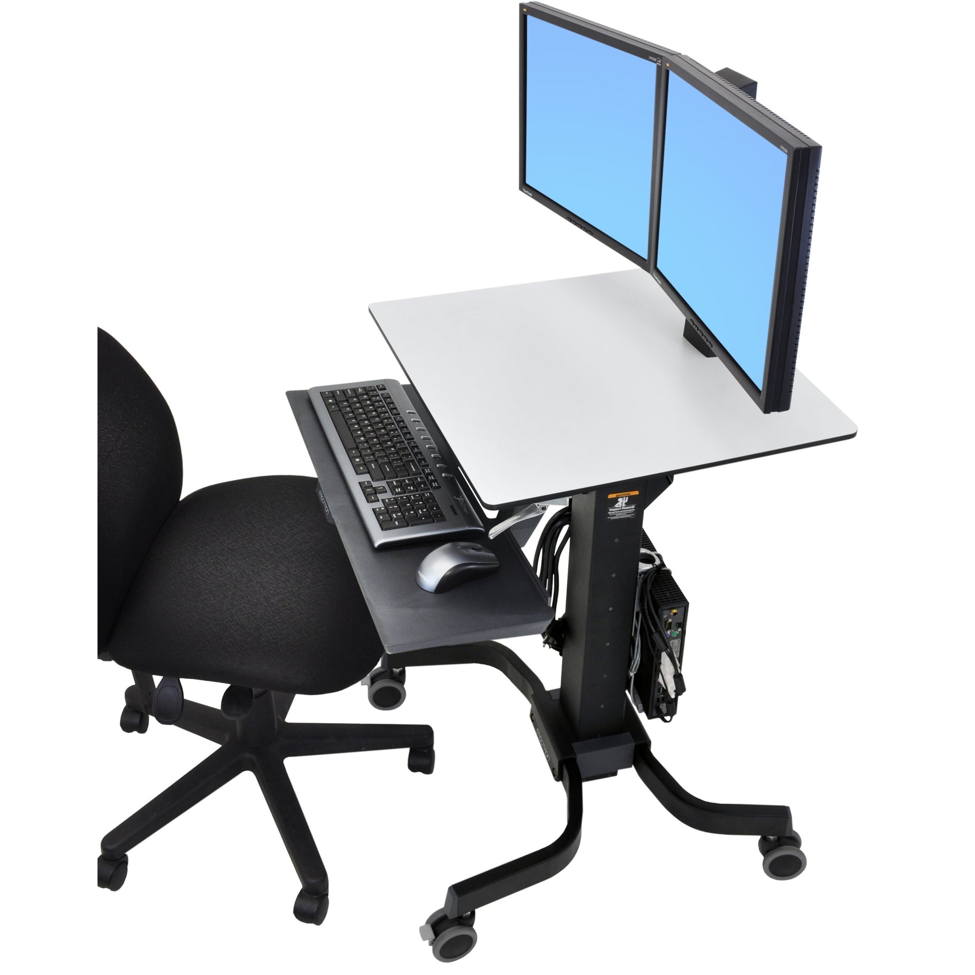 Ergotron 24-214-085 WorkFit-C Dual Sit-Stand Workstation, Tilt, Durable, 360° Swivel, Cable Management
