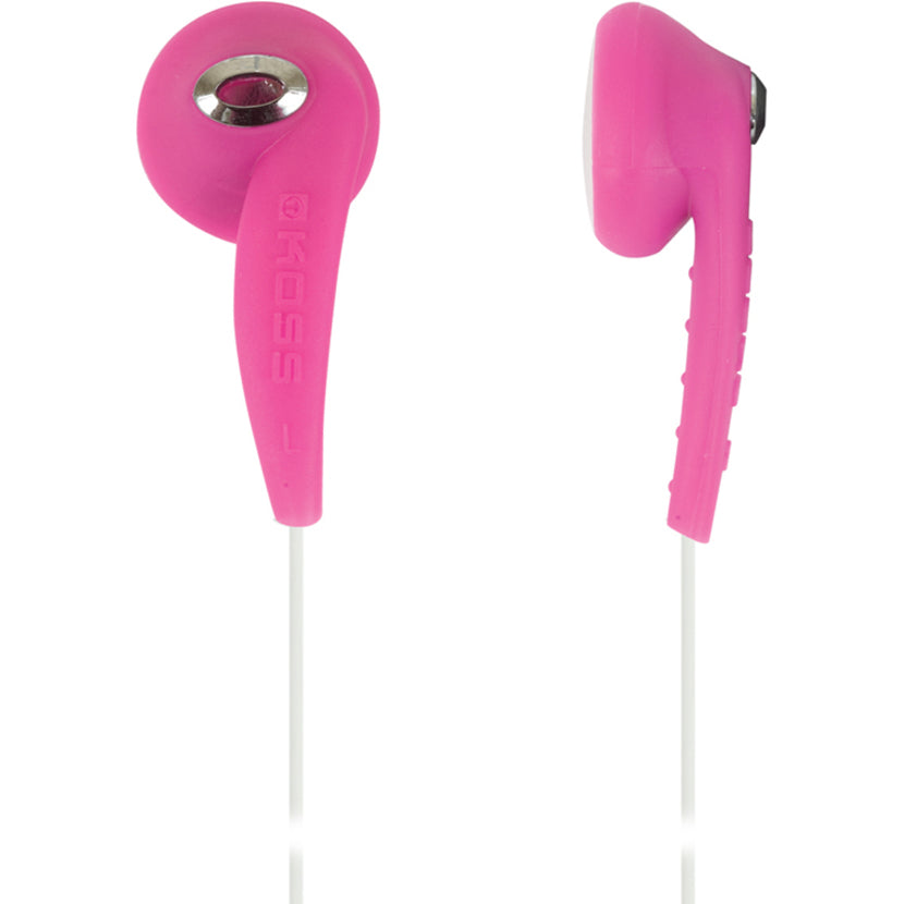 Koss KE10P Pink Stereo Earbuds Slim, Contour Design Soft Rubber Body