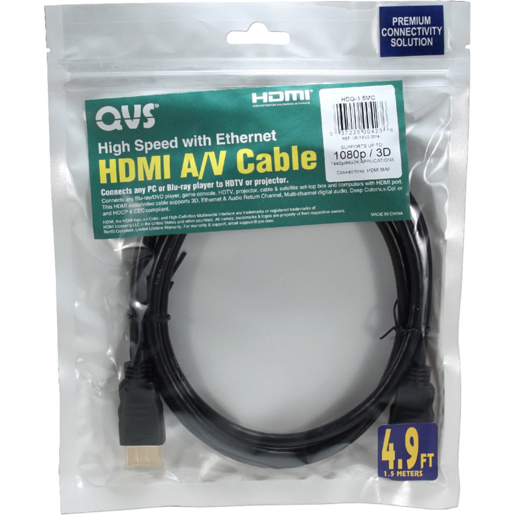 QVS HDG-3MC 3-Meter High Speed HDMI UltraHD 4K with Ethernet Cable, Audio Return Channel (ARC), Corrosion Resistant