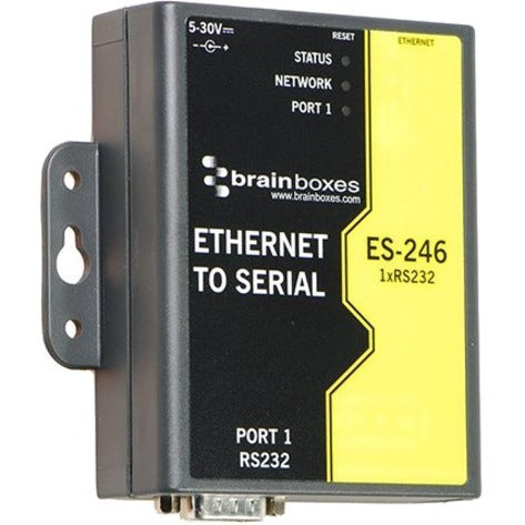 Brainboxes ES-246 1 Port RS232 Ethernet to Serial Adapter, TAA Compliant, United Kingdom Origin