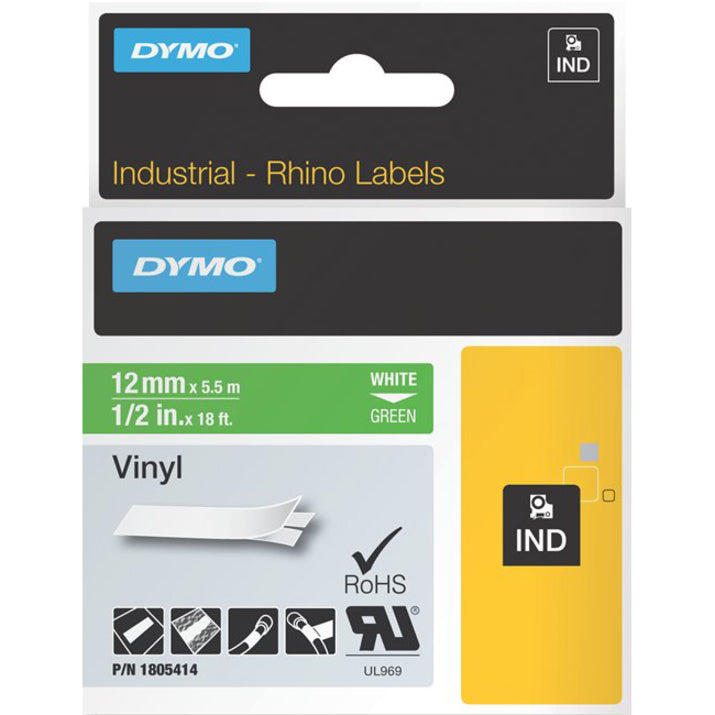 Dymo 1805414 White 0n Green Color Coded Label, Corrosion Resistant, Self-adhesive, Oil Resistant