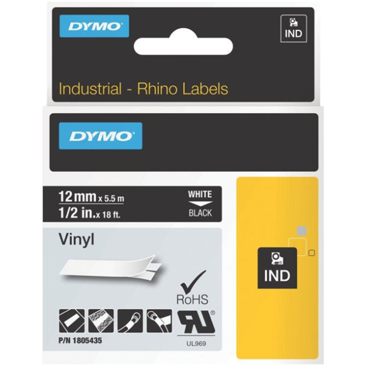 Dymo 1805442 Black on White ID Label, Oil Resistant, Chemical Resistant, Temperature Resistant, Heat Resistant, Cold Resistant