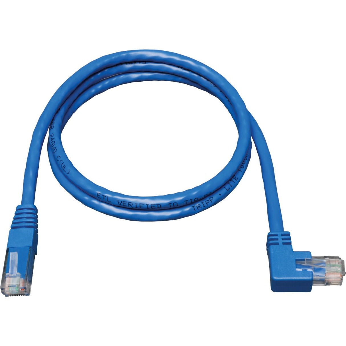 Tripp Lite N204-010-BL-LA Cat6 Patch Cable, 10 ft, Molded, Stranded, Left-angled Connector, Blue