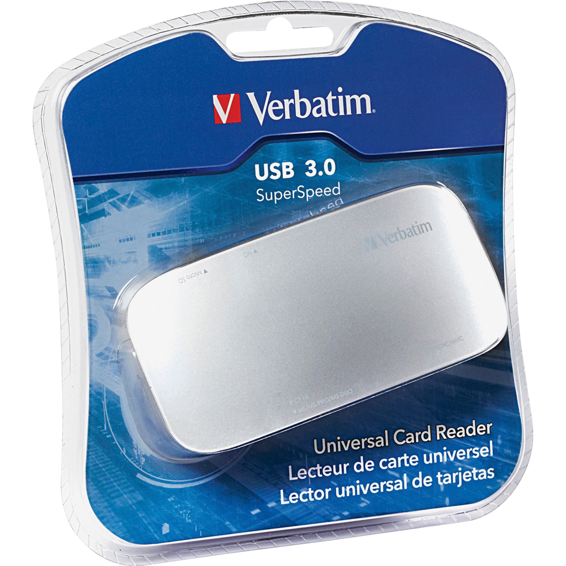 Verbatim 97706 USB 3.0 Universal Card Reader, Silver - High-Speed Data Transfer and Easy File Management