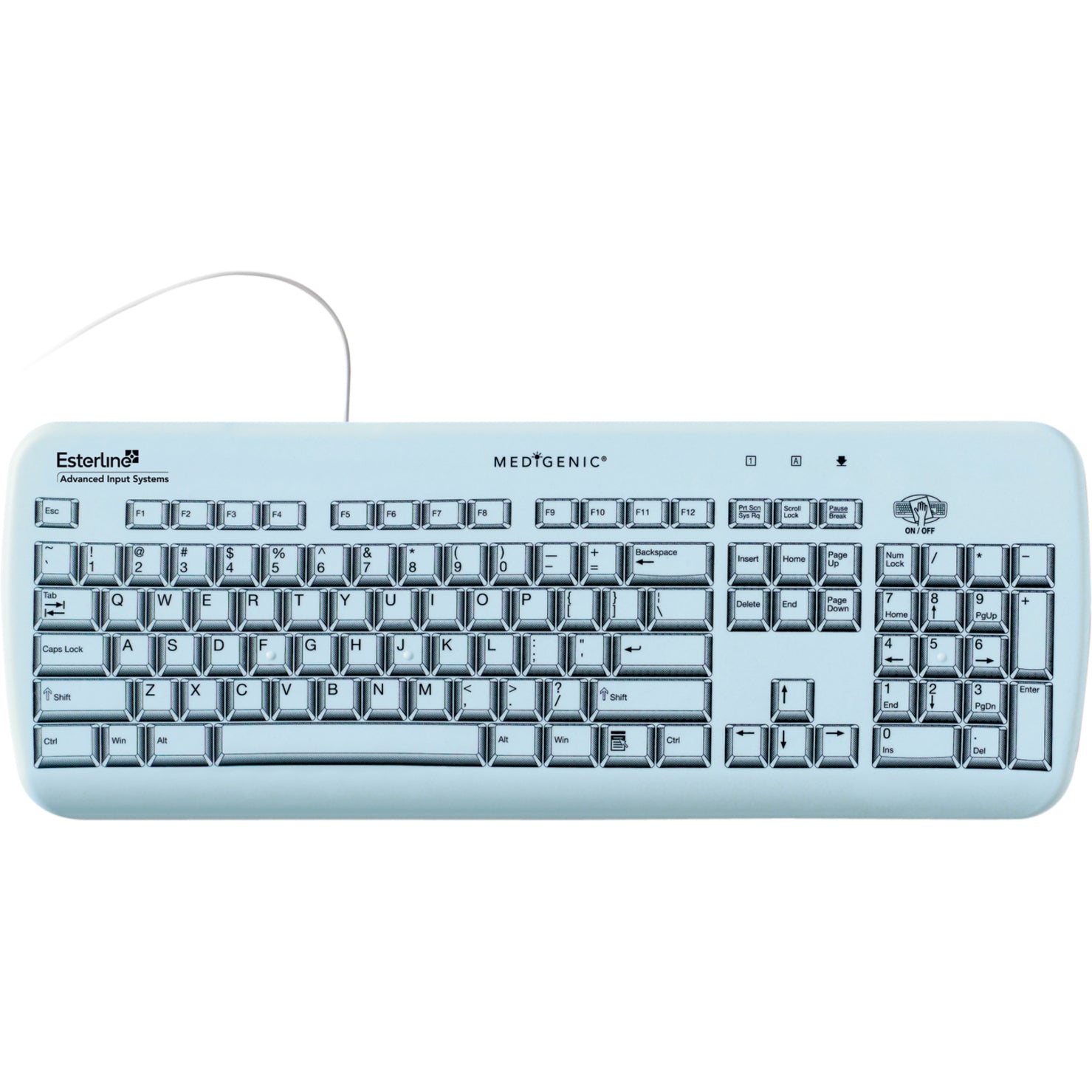 Esterline K104E01-US Essential Keyboard, Slim, Ergonomic, Washable, USB