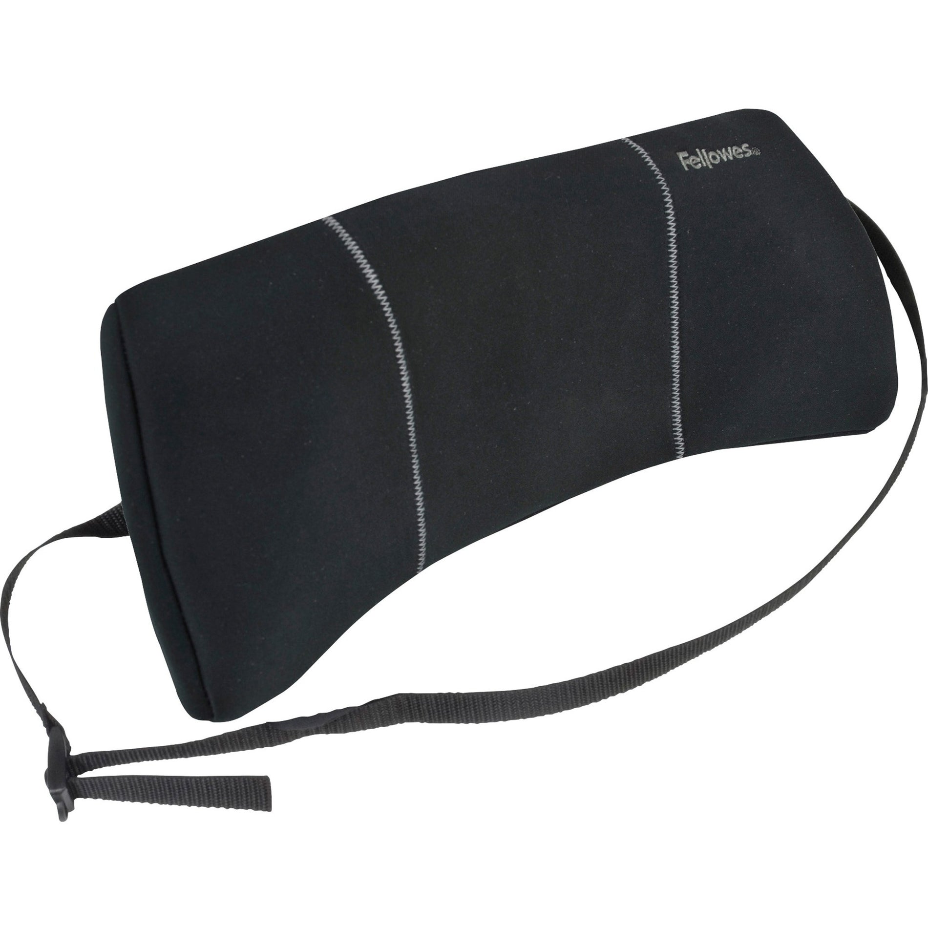 Fellowes 9190701 Lumbar Back Support, Low Profile Design, Soft Brushed Cover, Adjustable Strap