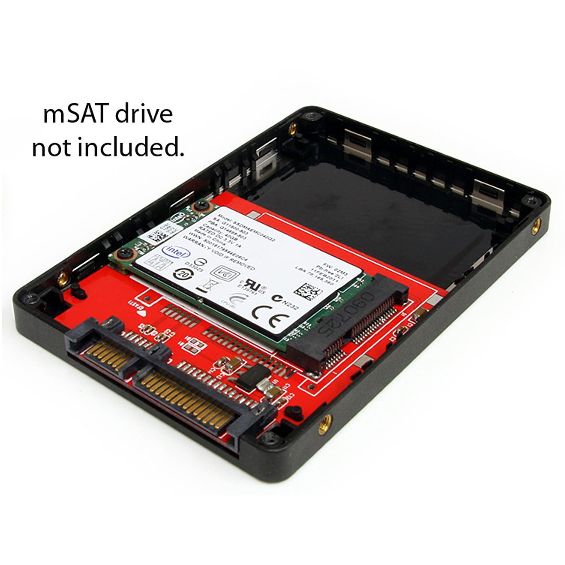 StarTech.com SAT2MSAT25 2.5in SATA to Mini SATA SSD Adapter Enclosure, TAA Compliant, 2 Year Warranty