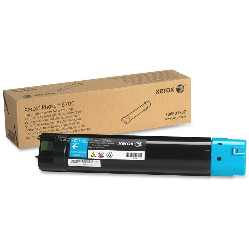 Xerox 106R01507 Phaser 6700 High Capacity Toner Cartridge, Cyan, 12,000 Pages Yield