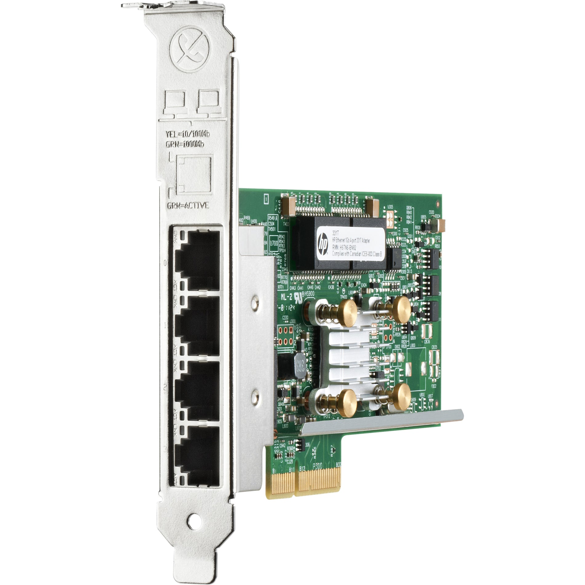 HPE 647594-B21 Ethernet 1Gb 4-Port 331T Adapter, PCI Express x4, Twisted Pair, 10/100/1000Base-T
