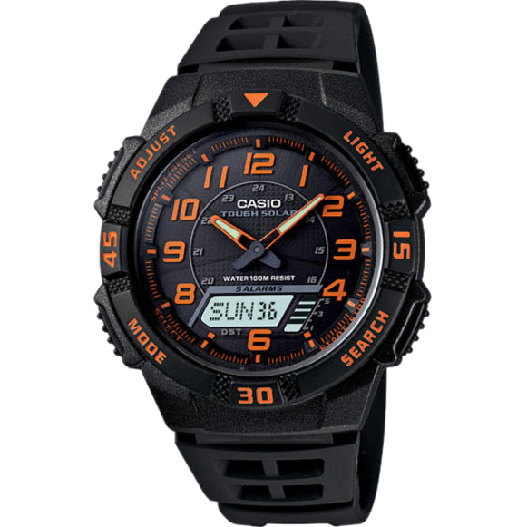 Casio AQS800W-1B2V Wrist Watch, Water Resistant, Solar Powered, LED Backlight, Black