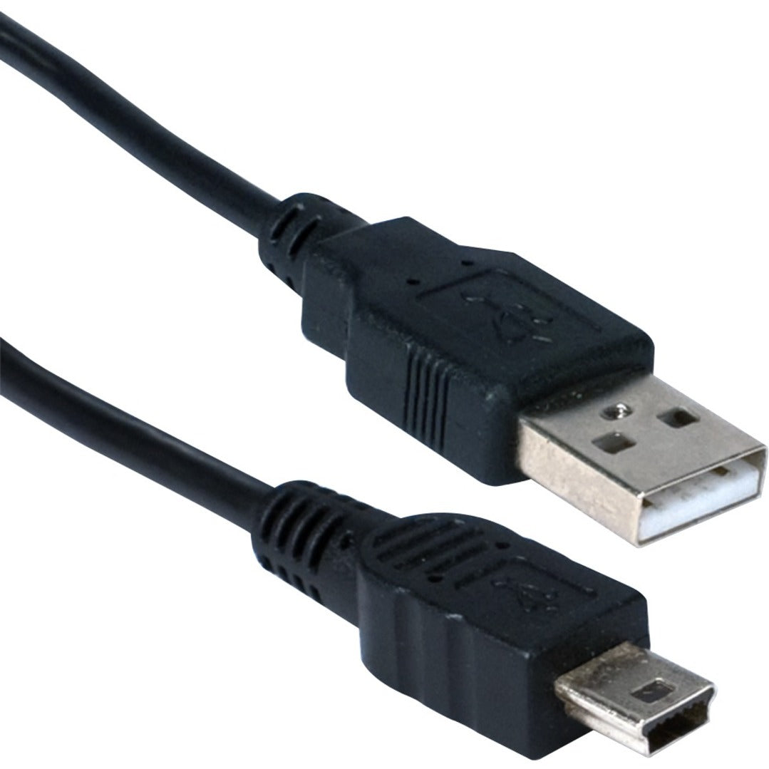 QVS CC2215M-15 USB Mini-B Sync & Charger High Speed Cable, 15 ft, Gold-flash Plated, Black