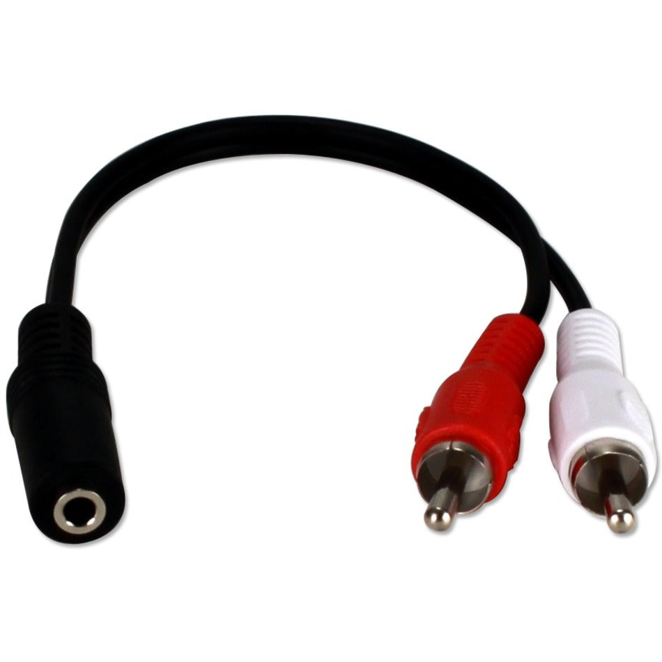 QVS CC399FM 3.5mm Mini-Stereo Female to Two RCA Male Speaker Adaptor, Splitter Cable for Audio Devices