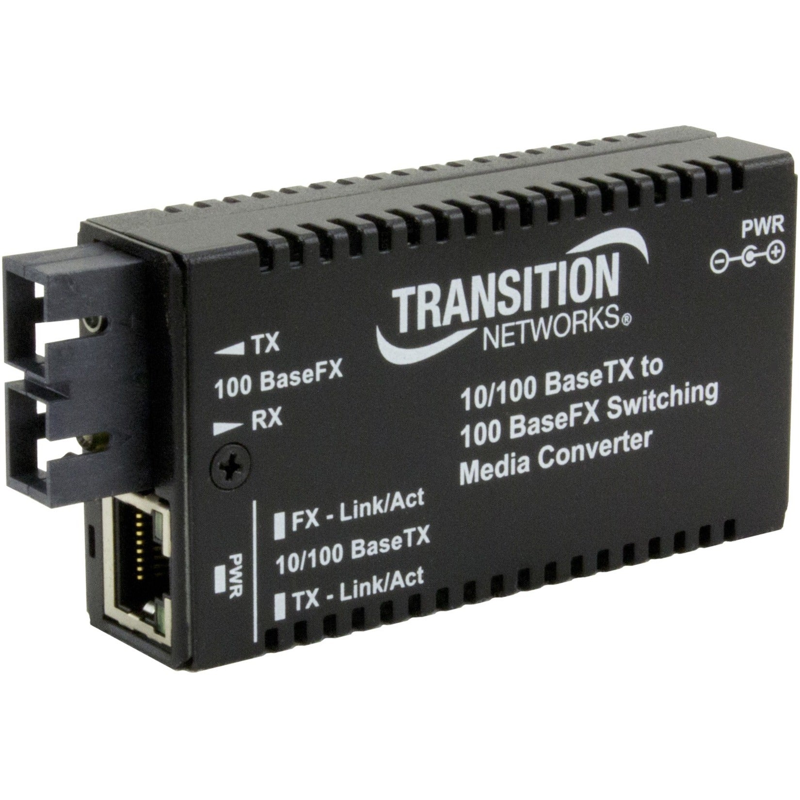 Transition Networks M/E-PSW-FX-02(SM)-NA Mini Media Converter, 10/100Base-TX to 100Base-FX SC SM 20KM