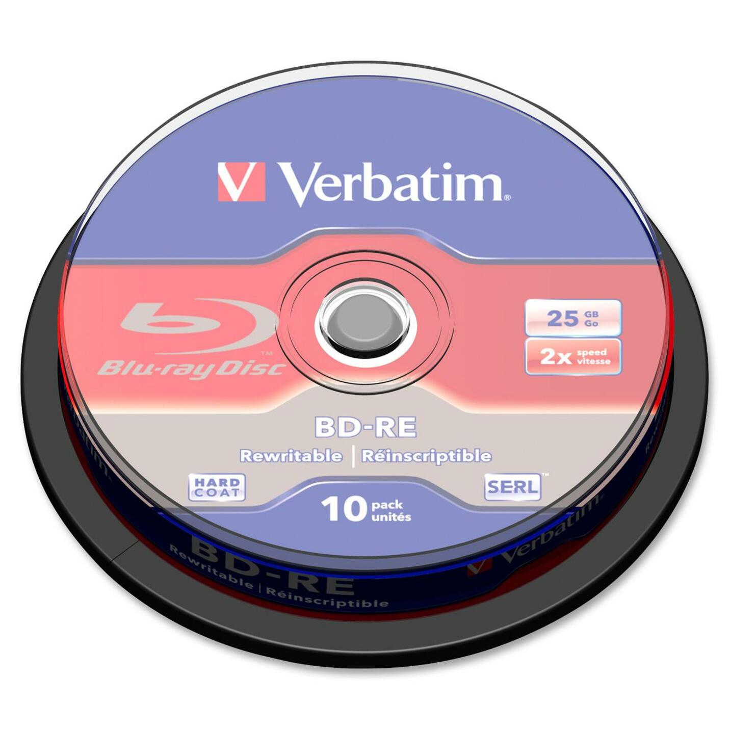 Verbatim 43694 BD-RE SL 25GB 2X 10 Pack SP, Branded Surface