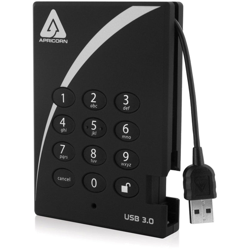 Apricorn A25-3PL256-1000 Aegis Padlock 1 TB Hard Drive, USB 3.0, Data Encryption