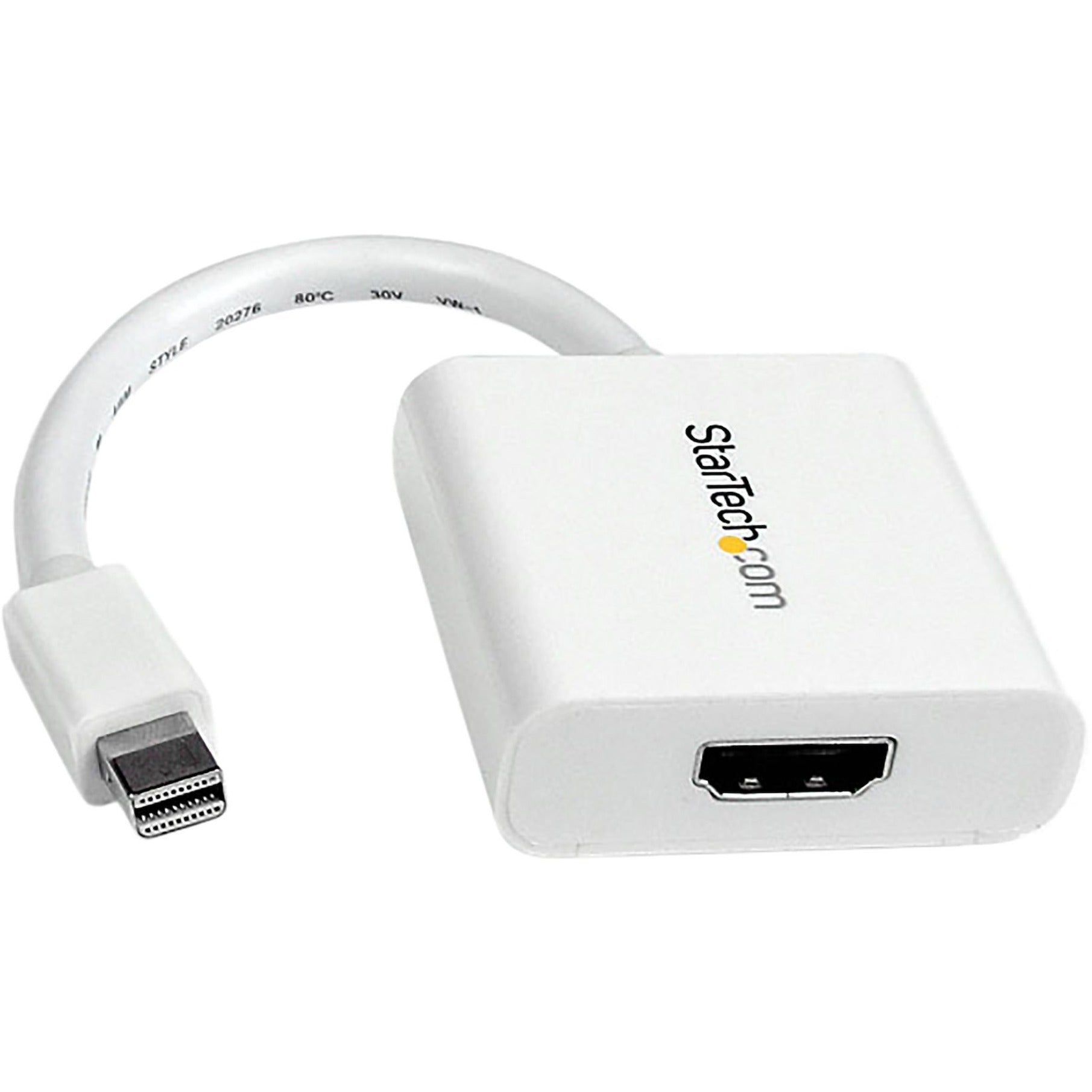 StarTech.com MDP2HDW Mini DisplayPort to HDMI Video Adapter Converter - White, Passive, DPCP, HDCP 1.4