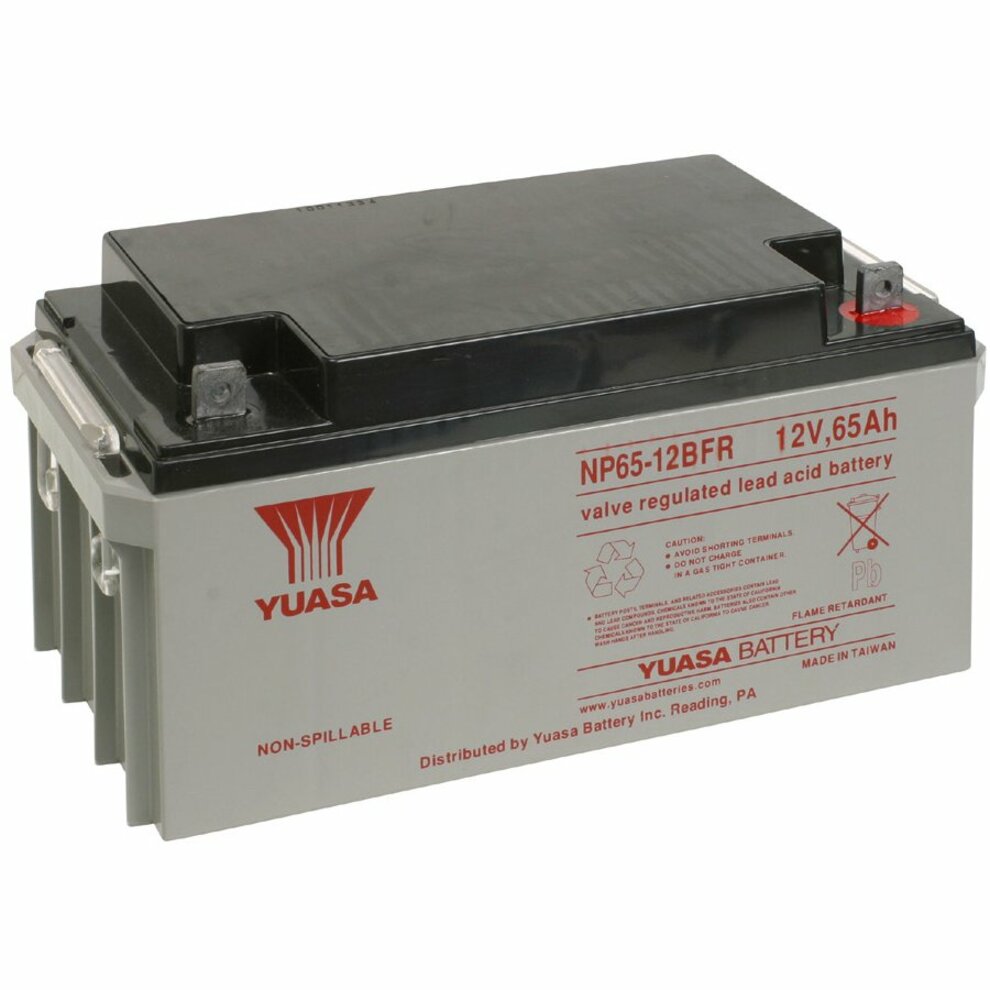 Yuasa NP65-12FR General Purpose Battery, 12V DC, 65000mAh, Lead Acid, Rechargeable