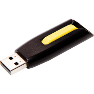Verbatim 49175 Store 'n' Go V3 USB 3.0 Drive - 16GB Yellow, Password Protection, Retractable