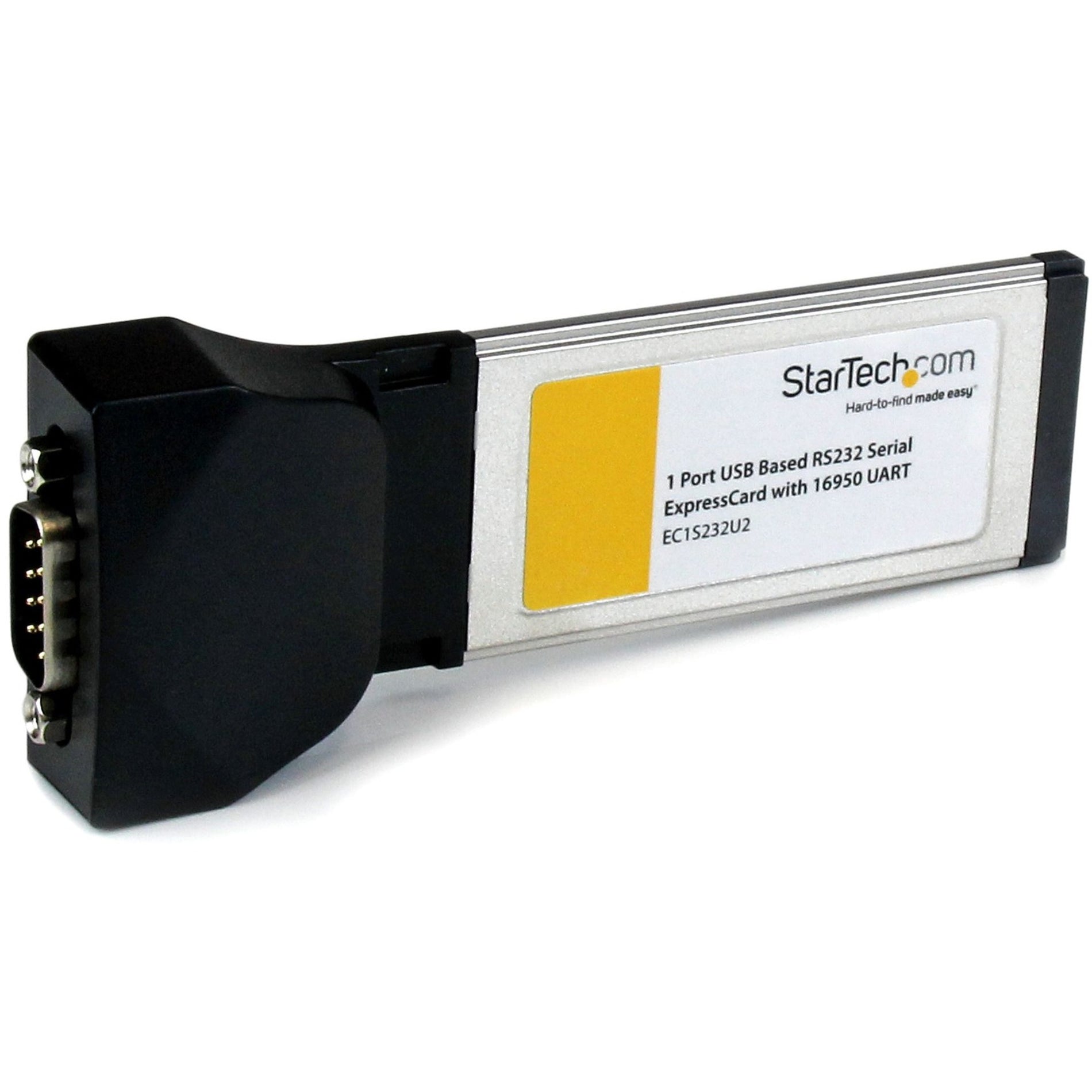 StarTech.com EC1S232U2 1 Port ExpressCard to RS232 DB9 Serial Adapter Card w/ 16950 - USB Based, Plug & Play, Up to 460.8kB/s