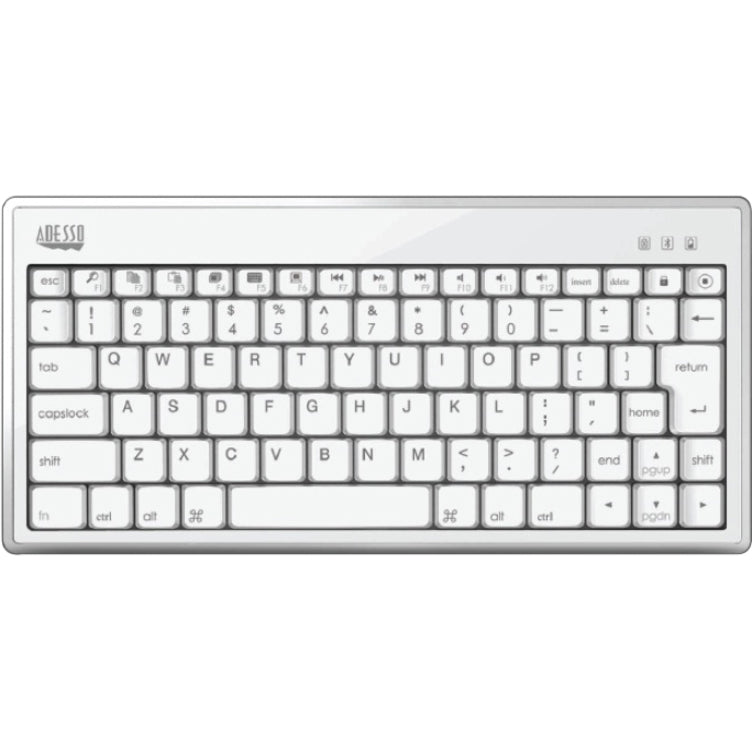 Adesso WKB-1010BW Bluetooth 3.0 Mini Keyboard 1010 for iPad Slim and Wireless with Low Battery Indicator