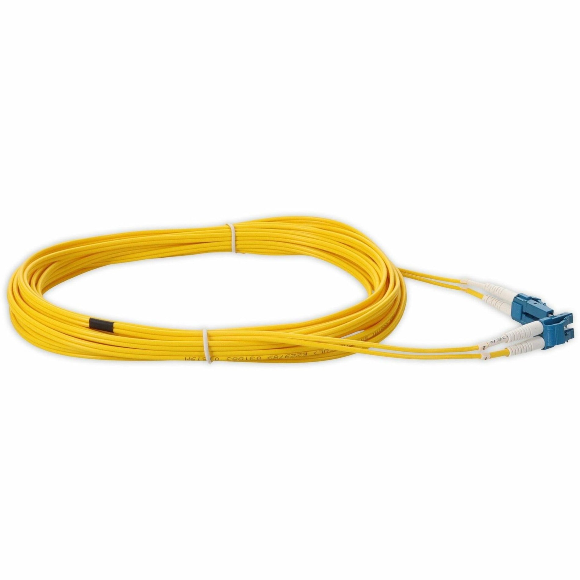 AddOn ADD-LC-LC-1M9SMF 1m Single-Mode Fiber Optic LC/LC Duplex Cable, Riser Rated, Yellow