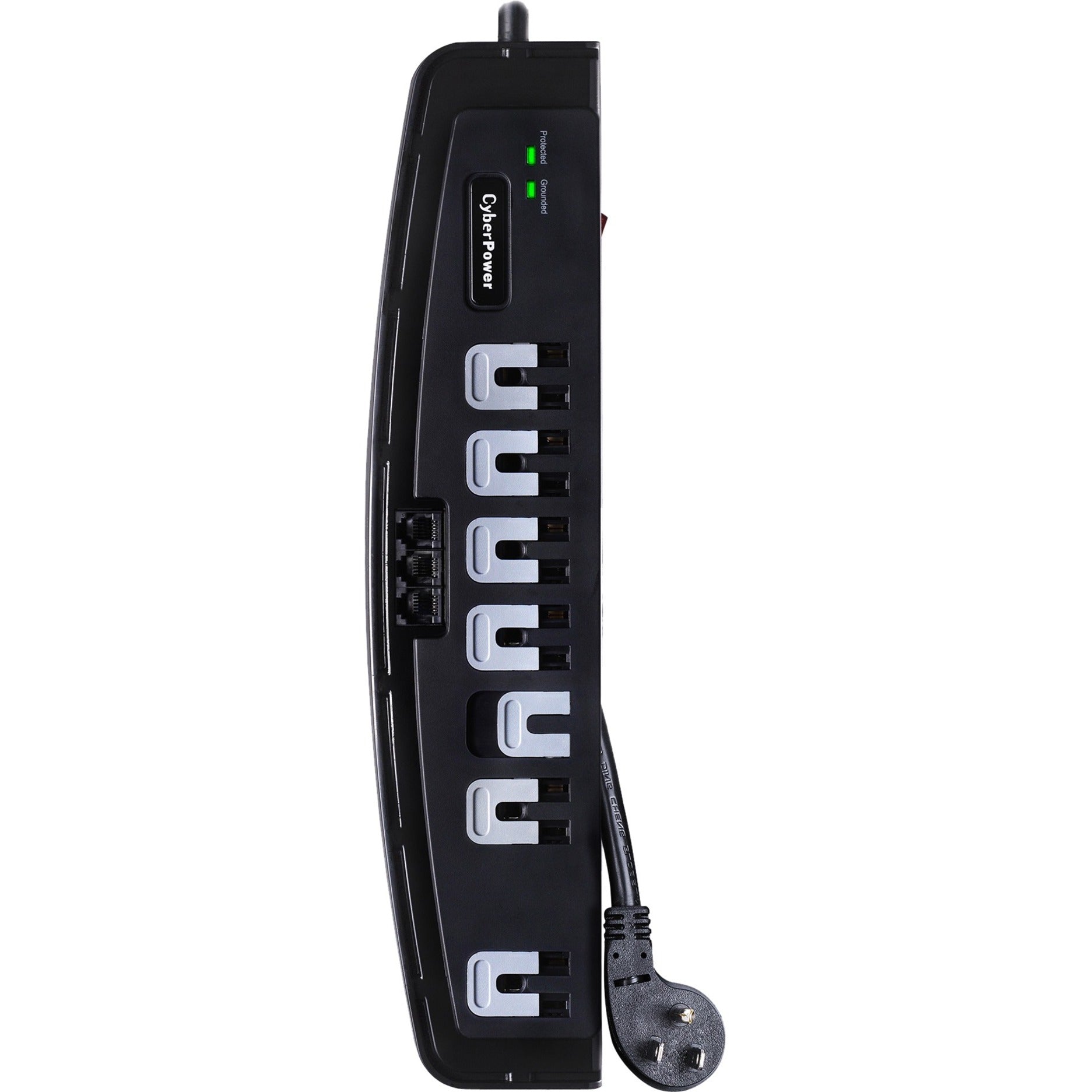 CyberPower CSP708T Professional 7-Outlets Surge Suppressor 8FT Cord and TEL, Lifetime Warranty, 1650 J