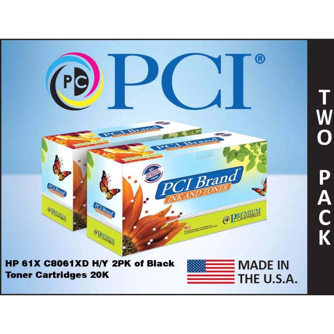 Premium Compatibles C8061D-RPC, HP 61X C8061XD Dual-Pack Black Toner Ctgs 20K H/Y Made in the USA