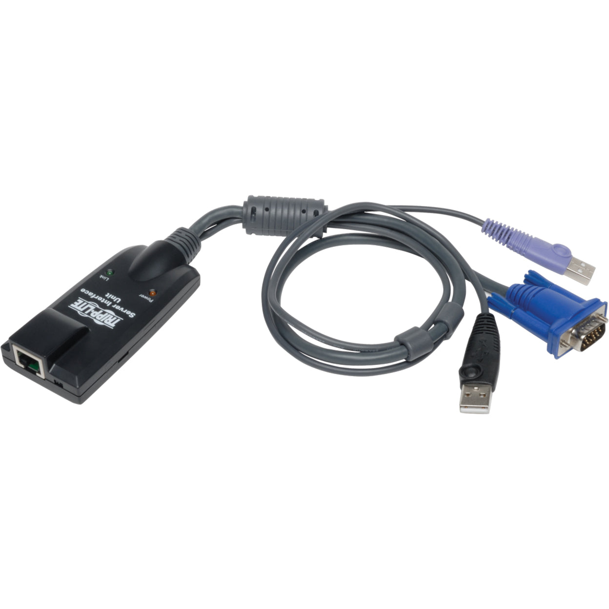 Tripp Lite NetDirector B055-001-UV2CAC USB/VGA/RJ-45 KVM Cable, USB Server Interface Unit with Virtual Media & CAC Support