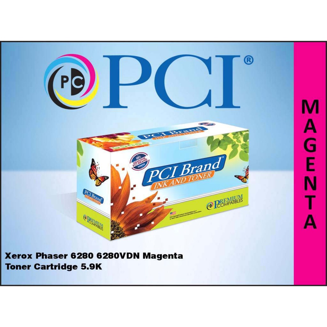 Premium Compatibles 106R01393-PCI Xerox 106R01393 Phaser 6280 6280VDN Magenta Toner Cartridge 5.9K Yield