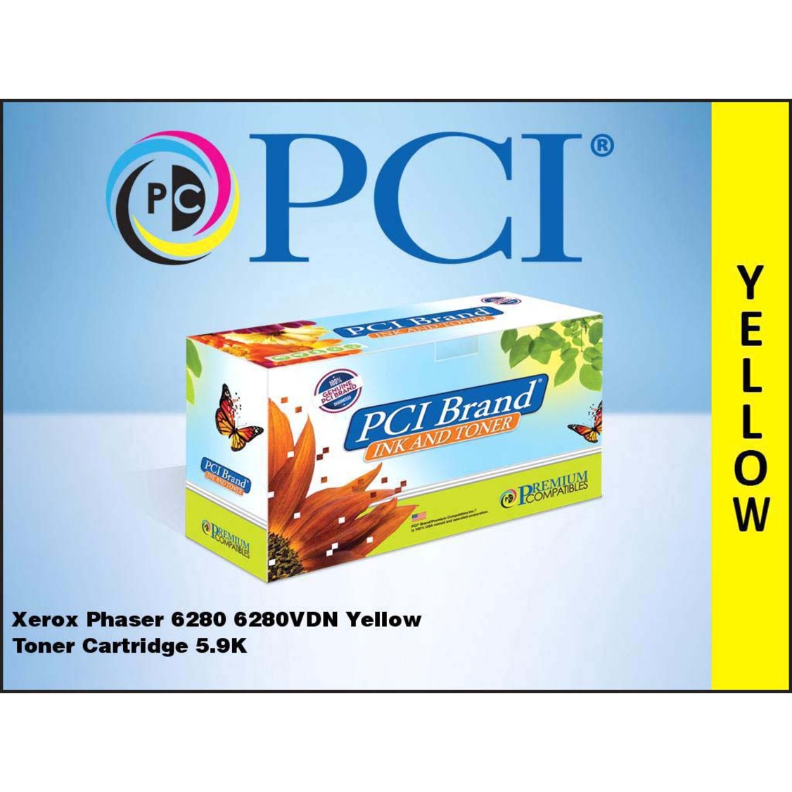 Premium Compatibles 106R01394-PCI Xerox 106R01394 Phaser 6280 6280VDN Yellow Toner Cartridge 5.9K Yield