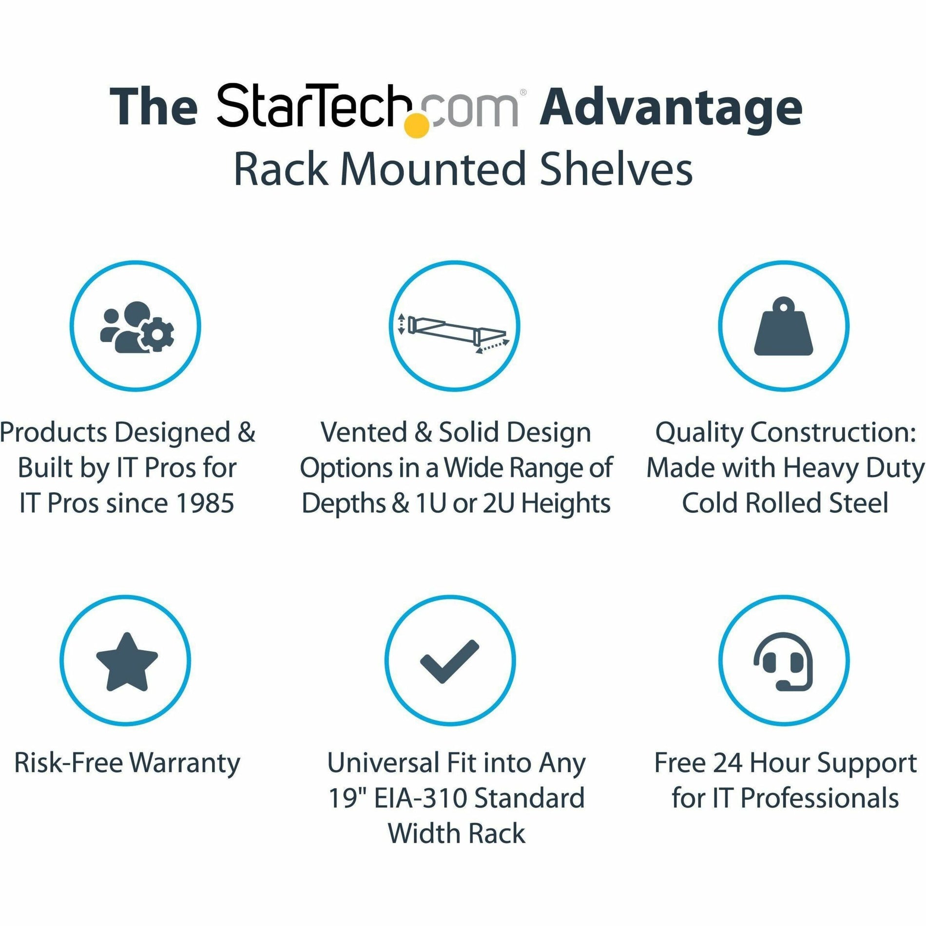 StarTech.com CABSHELF22V 2U 22in Vented Rack Mount Shelf - Improve Air Flow, Lower Temperatures