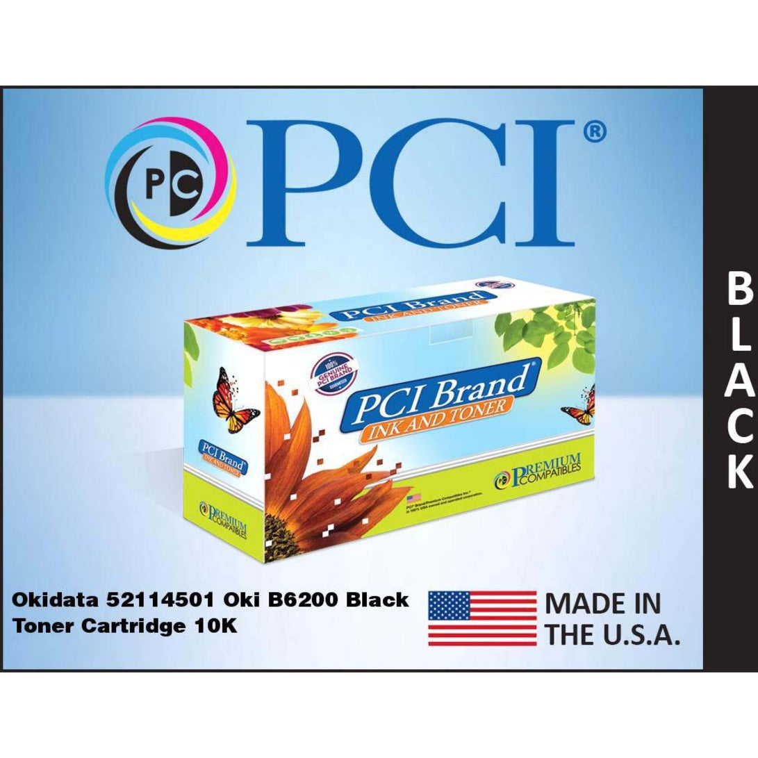 Premium Compatibles 52114501-PCI Okidata 52114501 Oki B6200 Black Toner Cartridge 10K Yield, Made in the USA